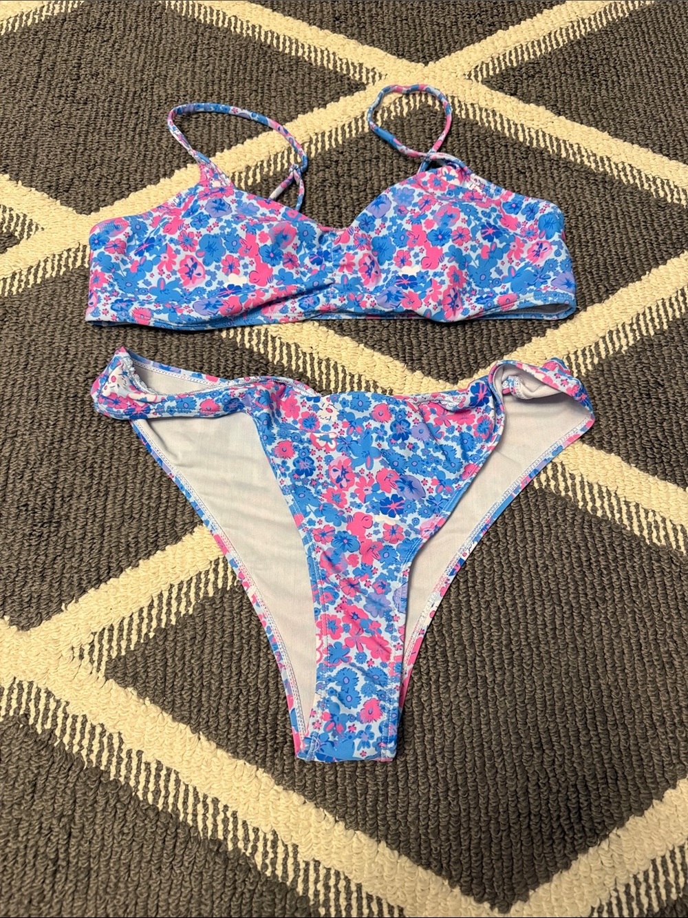 Floral Blue & Pink Bikini Set
